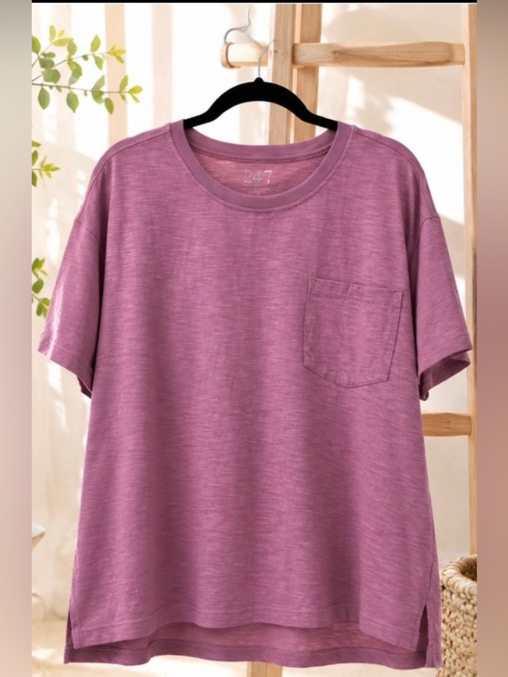 Maurices Mauve Pocket Short Sleeve Tee